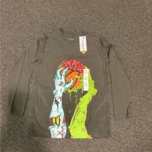Cat & Jack Gray Long Sleeve Tee with Neon Graphic